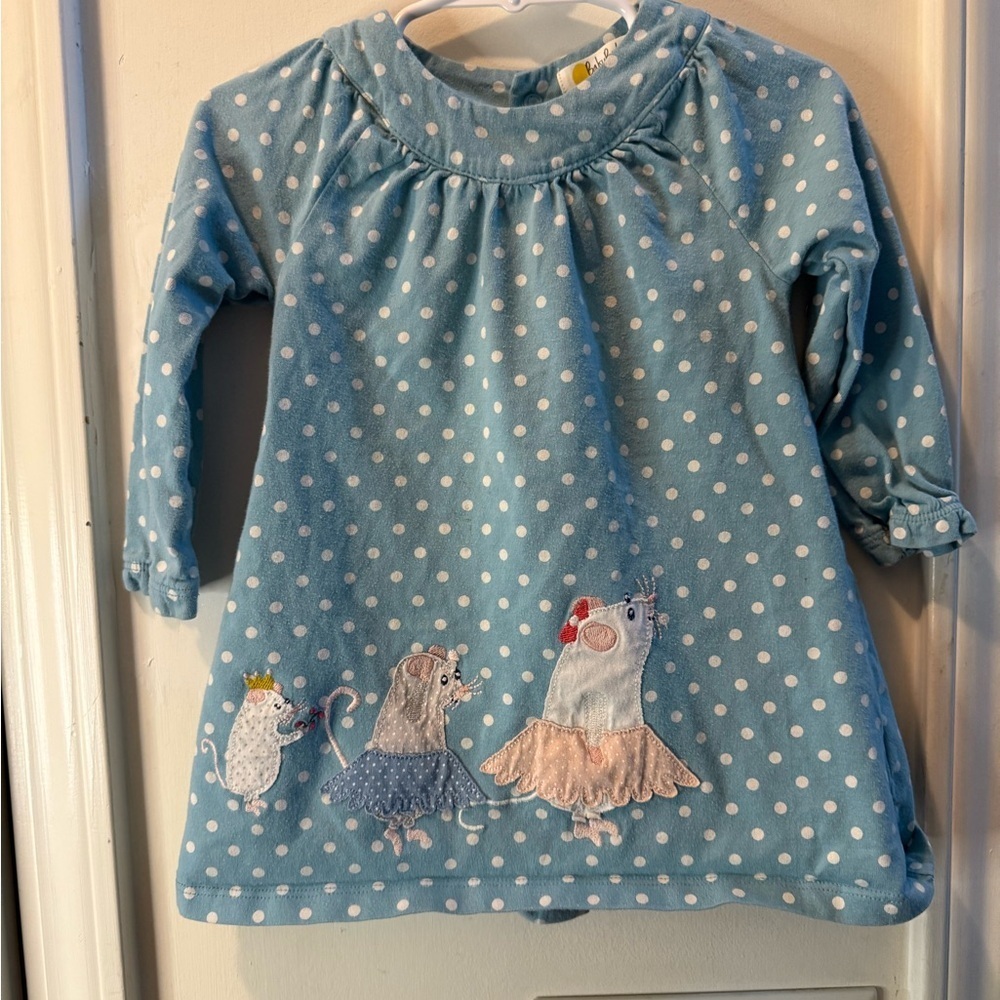 Baby Boden Blue Mouse Appliqué Dress